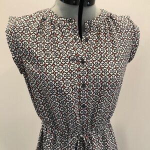 Ann Taylor Loft Charcoal Grey Patterned Dress